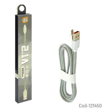 CABLE USB MICRO 5 PIN, TIPO SOGA, 1 METRO, 2.1 AMPER. DATOS Y CARGA.